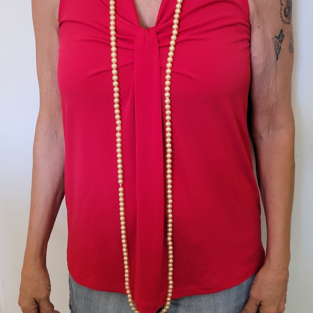 Super Long Classic Gold Pearl Necklace Versatile Style